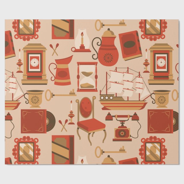 Papel De Regalo barco antiguo náutico retro vintage (Superficie plana)