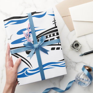 Papel De Regalo Barco de Crucero en Olas del Océano Viaje Náutico