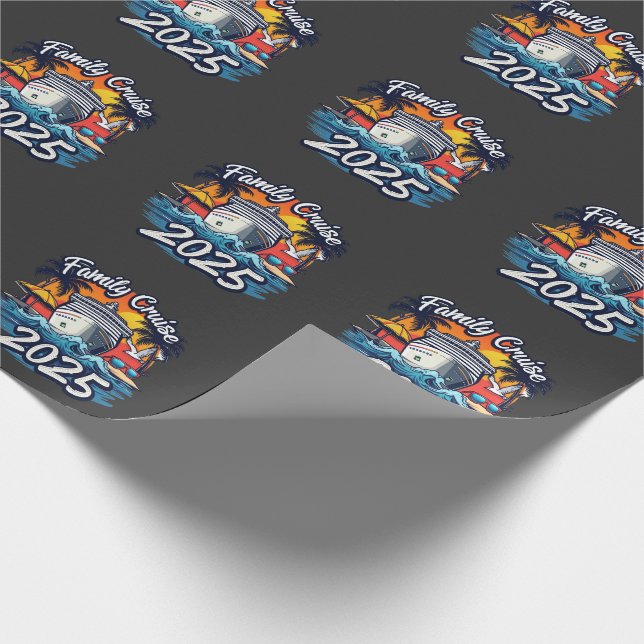 Papel De Regalo Barco de la tripulación familiar de crucero famili (Esquina)