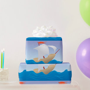Papel De Regalo Barco de maní caprichoso barco de vela minimalista