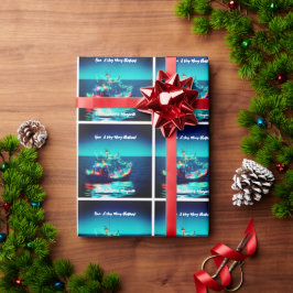 Papel De Regalo Barco de Navidad con Luces