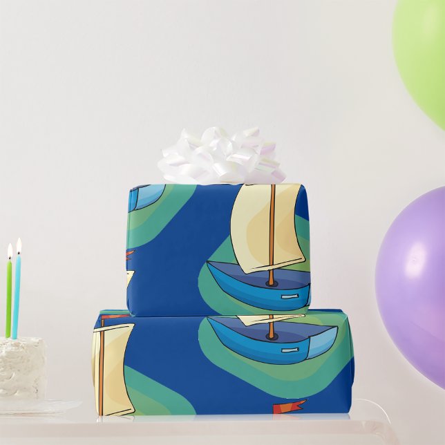 Papel De Regalo Barco de vela azul pequeño (Subido por el creador)