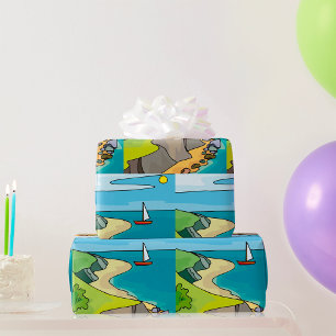 Papel De Regalo Barco de vela en acantilado costero