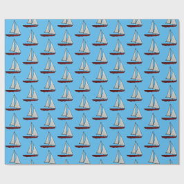 Papel De Regalo Barco de vela rojo