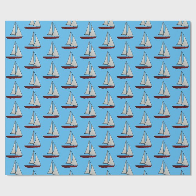 Papel De Regalo Barco de vela rojo (Superficie plana)