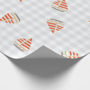 Papel De Regalo Barco de vela verano ajedrezado guardería niños ni