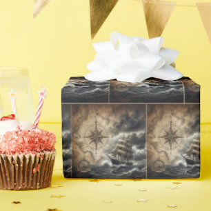 Papel De Regalo Barco de vela vintage con rosa de los vientos