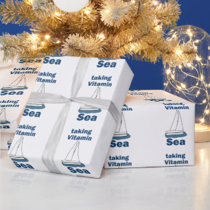 Papel De Regalo Barco de vela Vitamina Mar Cita divertida náutica