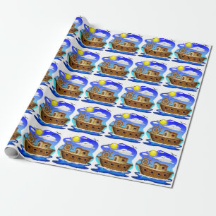 Papel De Regalo Barco Pesquero Dibujo Animado 