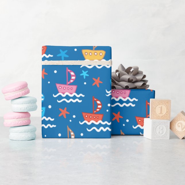 Papel De Regalo Barcos de Bebé (Baby Shower)