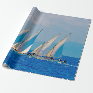 Papel De Regalo Barcos de vela de madera clásicos en carrera, Spet