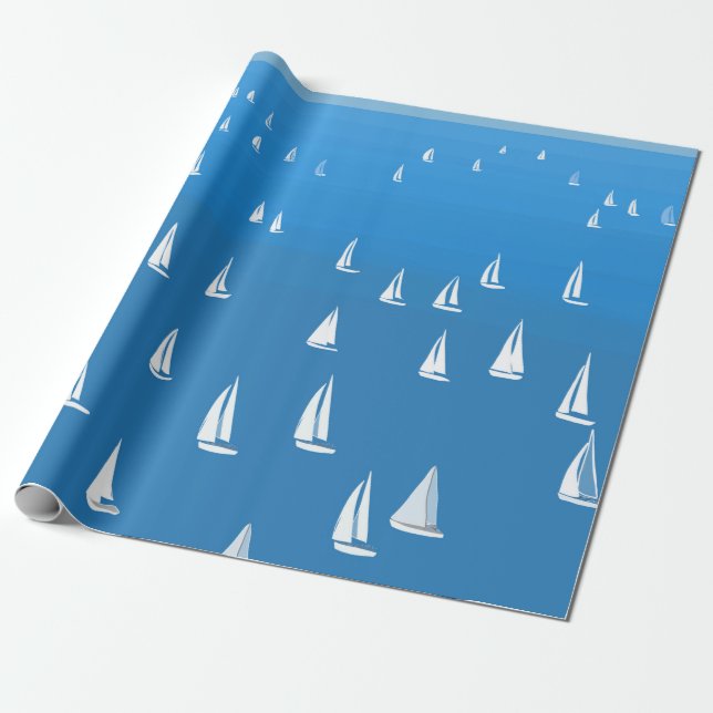 Papel De Regalo Barcos de vela en el mar azul profundo - Regatta (Desenrollado)