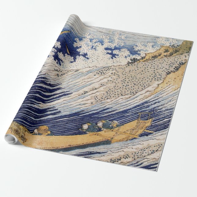 Papel De Regalo Barcos marinos de las olas del océano de Hokusai (Desenrollado)