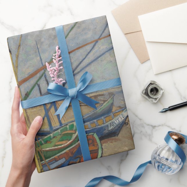 Papel De Regalo Barcos pesqueros Van Gogh en la playa de Les Saint (Regalar)