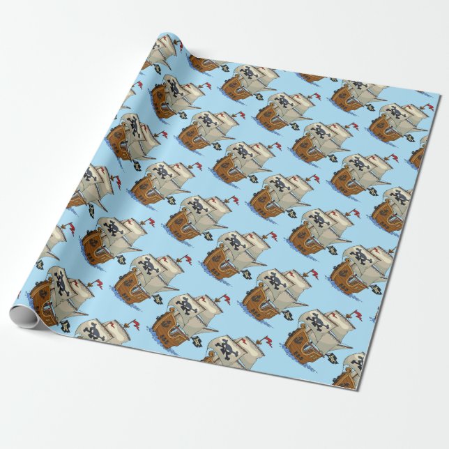 Papel De Regalo Barcos Piratas (Desenrollado)