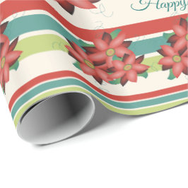 Papel De Regalo Barn Rojo Florido Feliz Cumpleaños Regalo