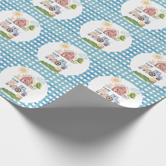 Papel De Regalo Barnyard Fun 1st Birthday (Esquina)