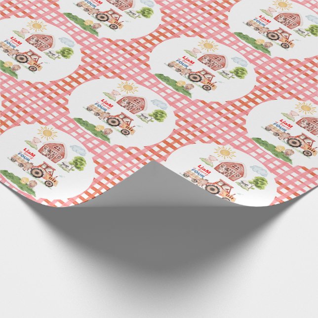 Papel De Regalo Barnyard Fun Any Age Birthday (Esquina)