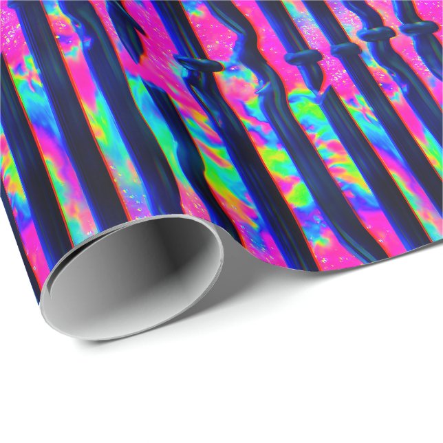 Papel De Regalo Barras de error de arcoíris oscuro (Esquina del rollo)
