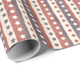 Papel De Regalo Barras y estrellas patrióticas rústicas