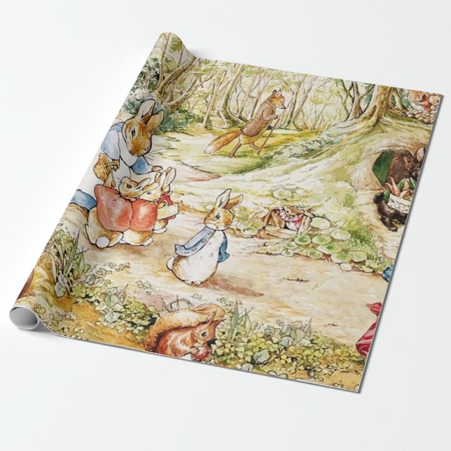 Papel De Regalo Barrio de Peter Rabbit por Beatrix Potter (Desenrollado)