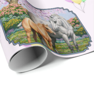 Papel De Regalo Barrio Gris de manzana Mare Palomino Foal