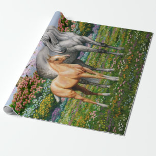 Papel De Regalo Barrio Gris de manzana Mare Palomino Foal