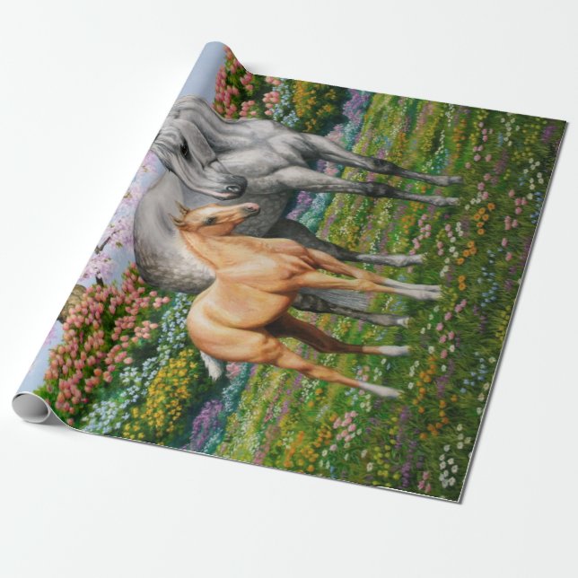 Papel De Regalo Barrio Gris de manzana Mare Palomino Foal (Desenrollado)
