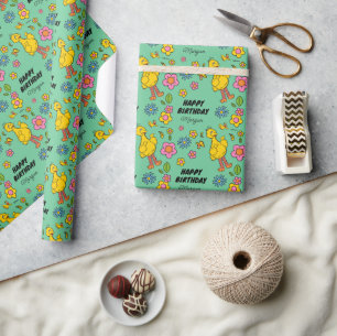 Papel De Regalo Barrio Sésamo   Cumpleaños feliz   Añadir su nombr