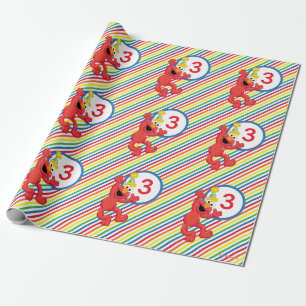 Papel De Regalo Barrio Sésamo Elmo - Cumpleaños del Arcoiris