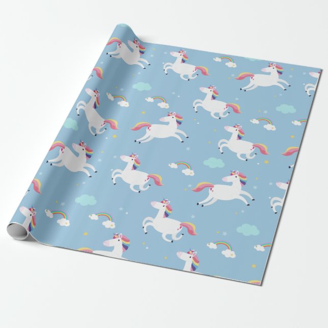 Papel De Regalo Barrios de lluvia y Unicornios (Desenrollado)
