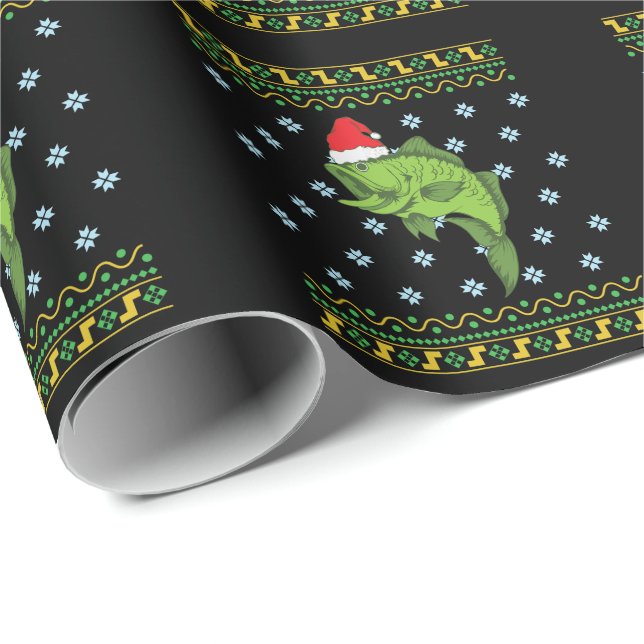 Papel De Regalo Barsch mit Weihnachtsmütze Xmas Angeln (Esquina del rollo)