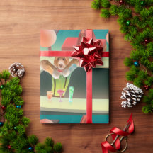 Bartending Dog in Retro Bar