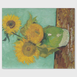 Papel De Regalo Base con tres girasoles de Vincent van Gogh.