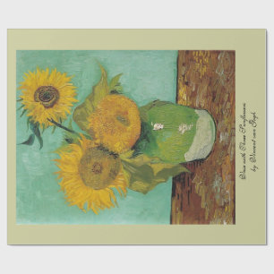 Papel De Regalo Base con tres girasoles de Vincent van Gogh.