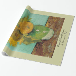 Papel De Regalo Base con tres girasoles de Vincent van Gogh.