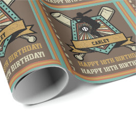 Papel De Regalo Baseball Softball Nombre Edad Número de Años Cumpl