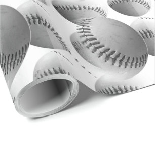 Papel De Regalo Baseballs 3D (blanco y negro)