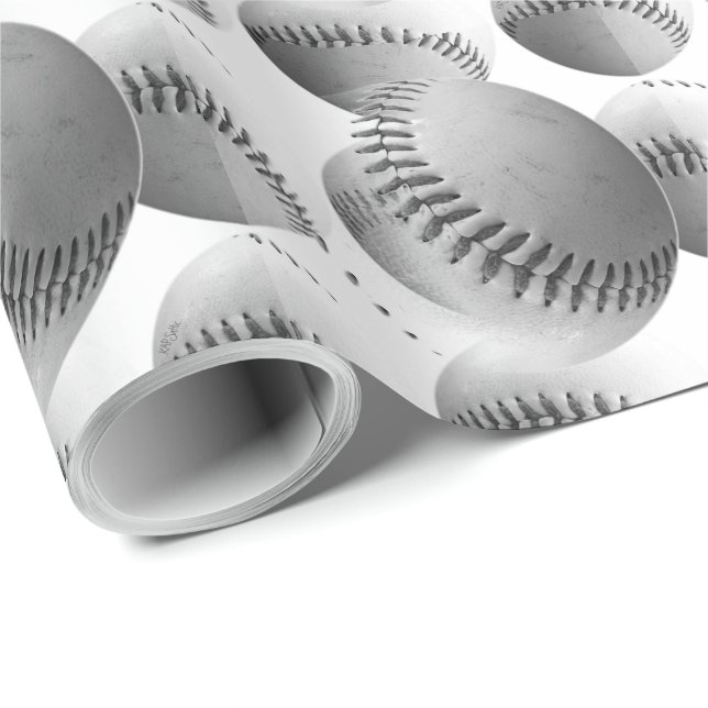 Papel De Regalo Baseballs 3D (blanco y negro) (Esquina del rollo)