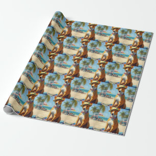 Papel De Regalo Basenji en la playa, regalo de verano para los ama