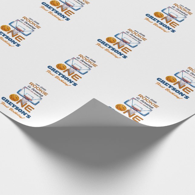 Papel De Regalo Basketball Rookie Of The Year First Birthday (Esquina)