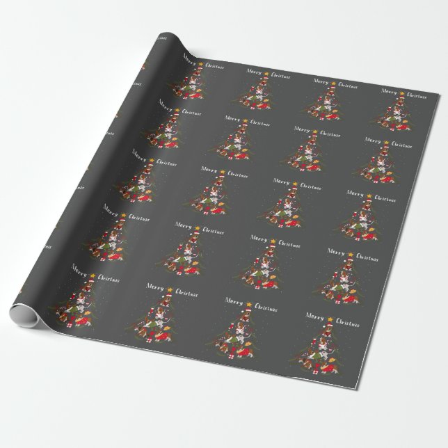 Papel De Regalo Basset Hound Christmas Tree Xmas Dog Lover (Desenrollado)