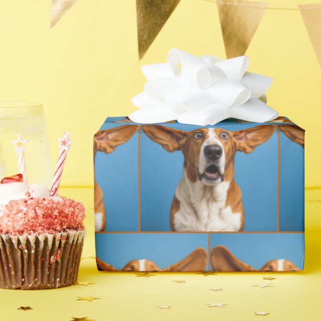 Papel De Regalo Basset Hound sorprendido (Fiesta de cumpleaños )
