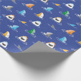 Papel De Regalo Bastante graciosos tiburones sobre el azul
