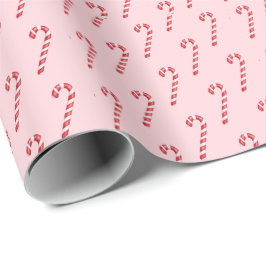 Papel De Regalo Bastón de caramelo rojo blanco rayas sobre acuarel