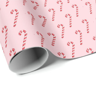 Papel De Regalo Bastón de caramelo rojo blanco rayas sobre acuarel