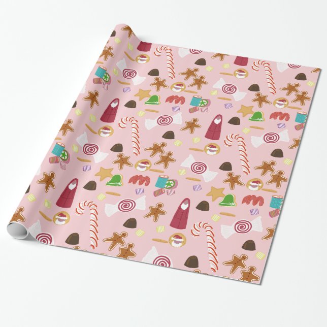 Papel De Regalo Bastones de caramelo de hierbabuena del caramelo (Desenrollado)
