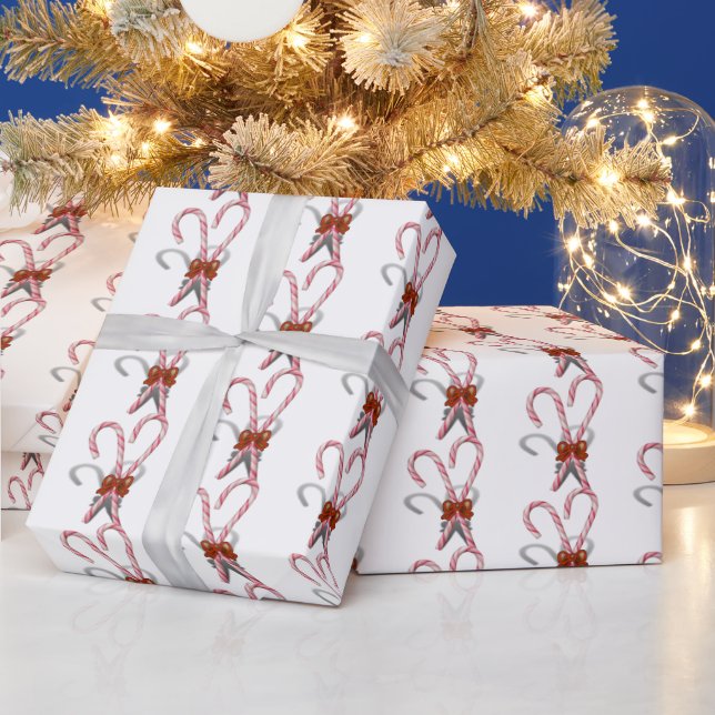 Papel De Regalo Bastones de Caramelo de Navidad (Vacaciones)