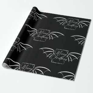 Papel De Regalo Bat Wing Merry Christmas Bookish WrapPaper
