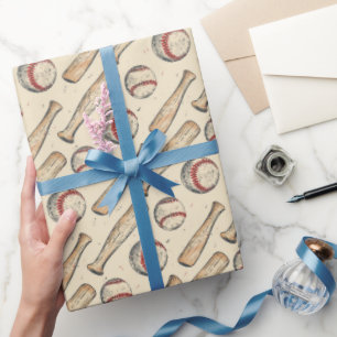Papel De Regalo Bate de Béisbol Retro